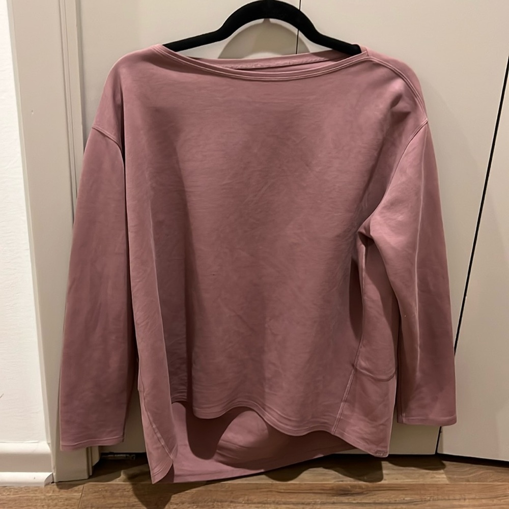 Lululemon Back In Action wide neck long sleeve loose fit cropped athletic top